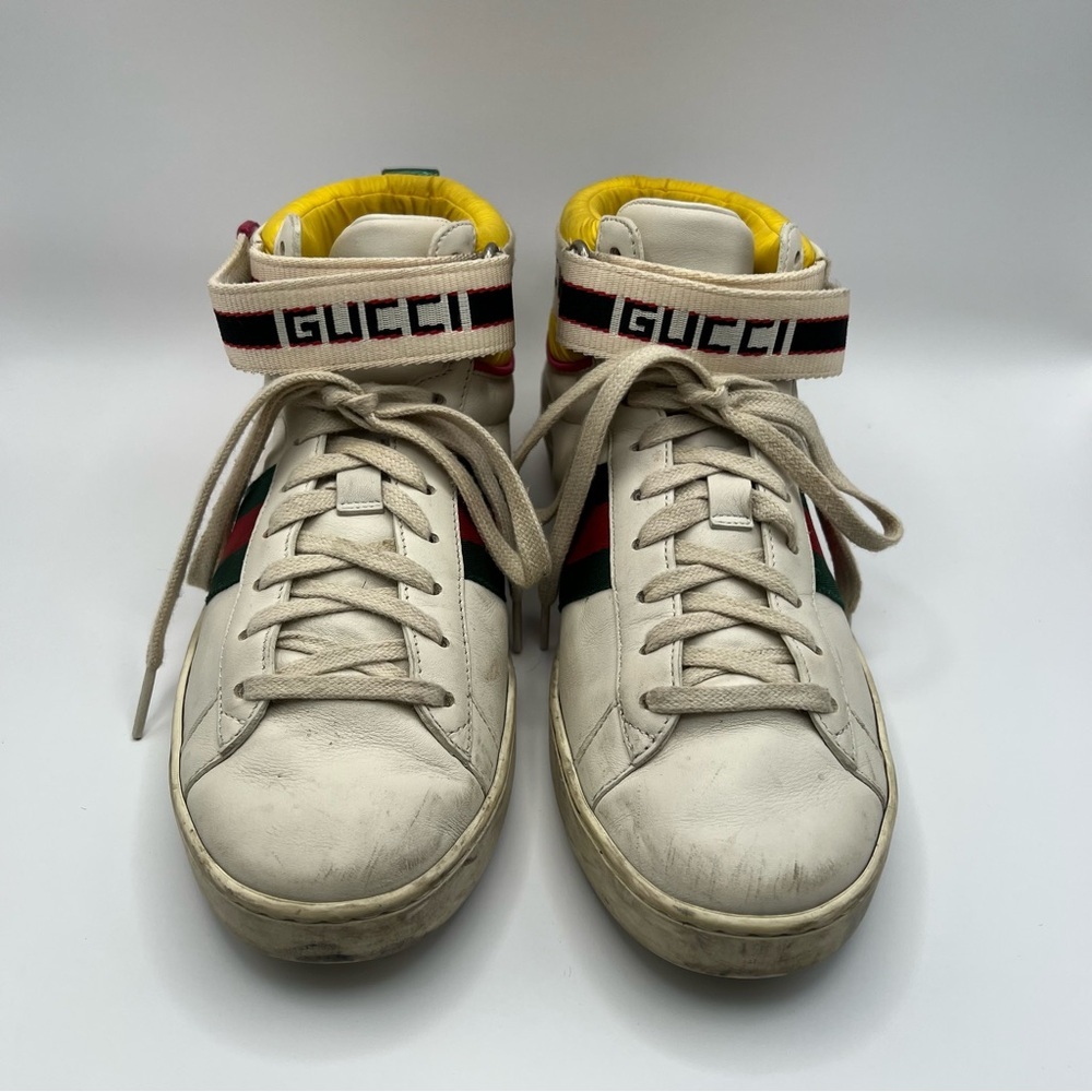 Gucci Signature Web Stripe Ace High Top Sneakers - Picture 2 of 9